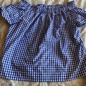 Off shoulder gingham top